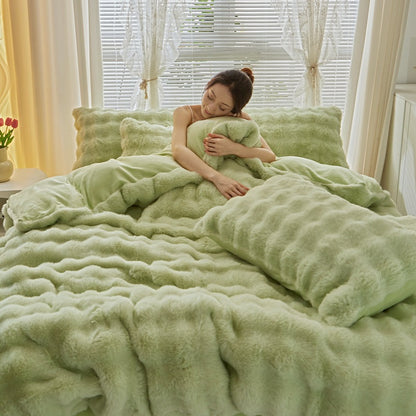 Rabbit fur bedding set