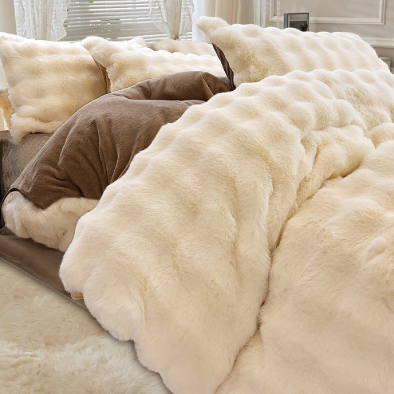 Rabbit fur bedding set