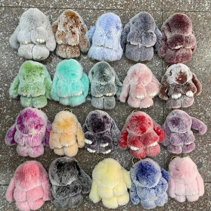 rabbit fur keychain
