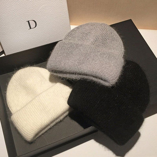 Rabbit Fur Knitted Winter Beanie