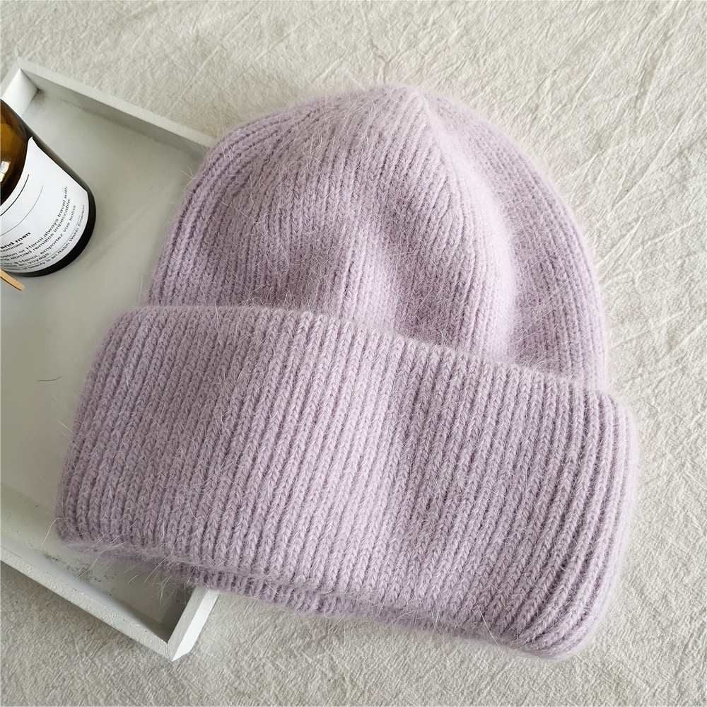 Rabbit Fur Knitted Winter Hat with Ear Protection