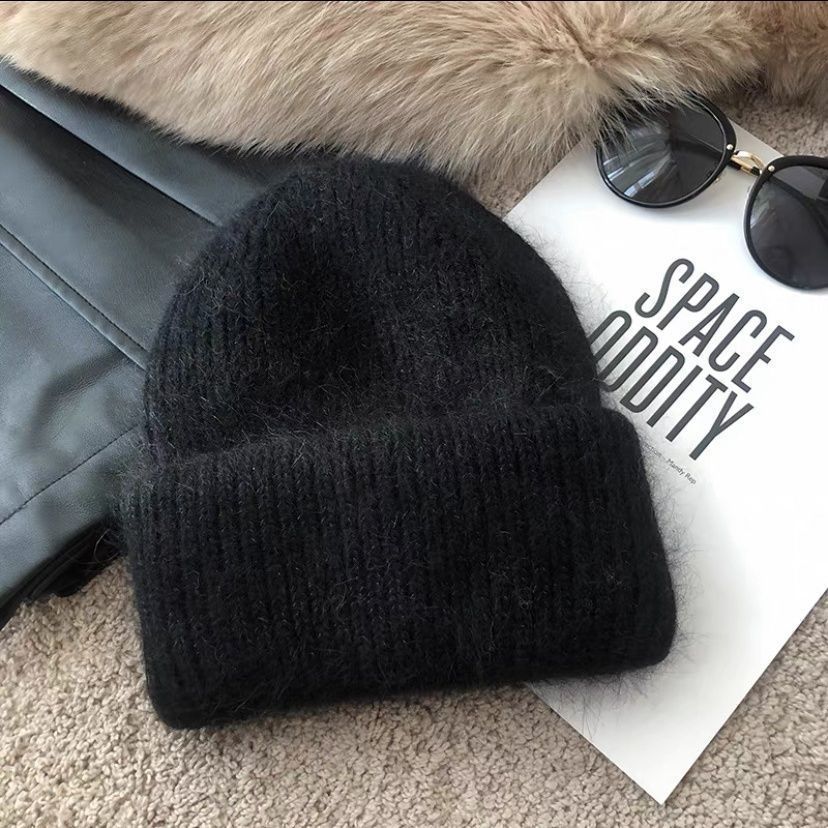 Rabbit Fur Knitted Winter Hat with Ear Protection