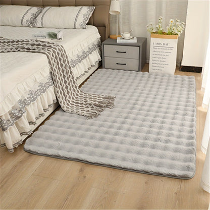 Rabbit fur-like bubble plush carpet