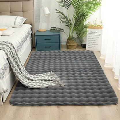 Rabbit fur-like bubble plush carpet