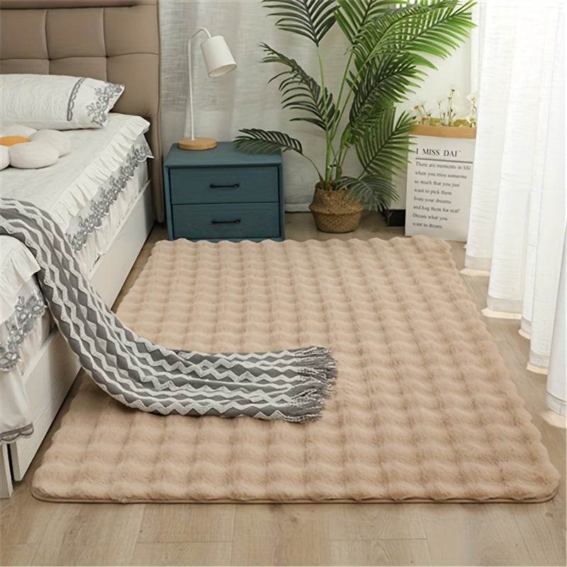 Rabbit fur-like bubble plush carpet