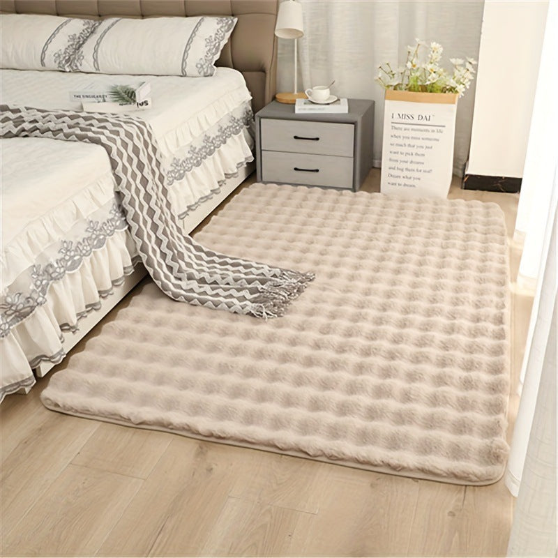 Rabbit fur-like bubble plush carpet