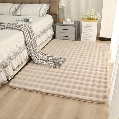 Rabbit fur-like bubble plush carpet