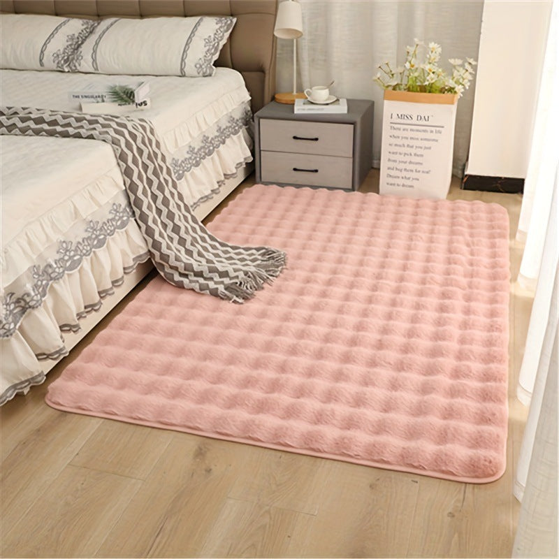 Rabbit fur-like bubble plush carpet