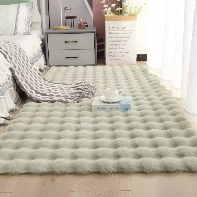 Rabbit fur-like bubble plush carpet