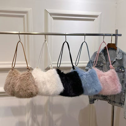 Rabbit fur plush bag
