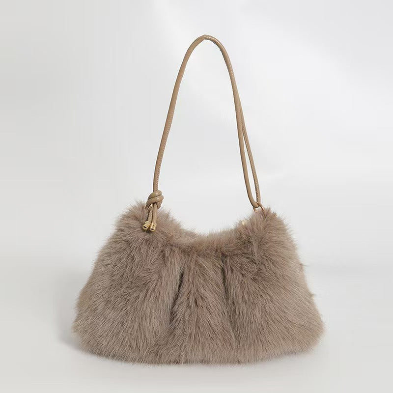 Rabbit fur plush bag