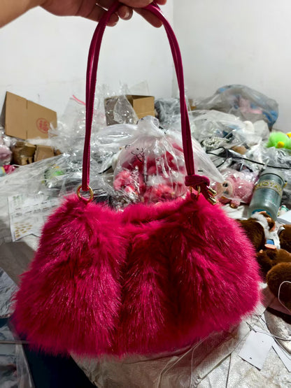 Rabbit fur plush bag