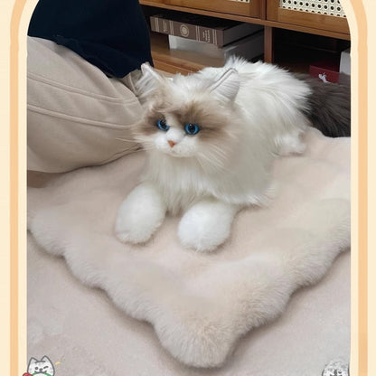 Rabbit plush cat bed mat