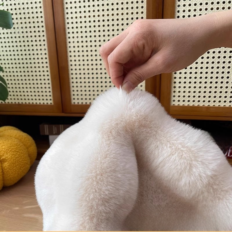 Rabbit plush cat bed mat