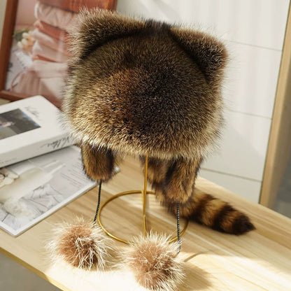 raccoon fur hat