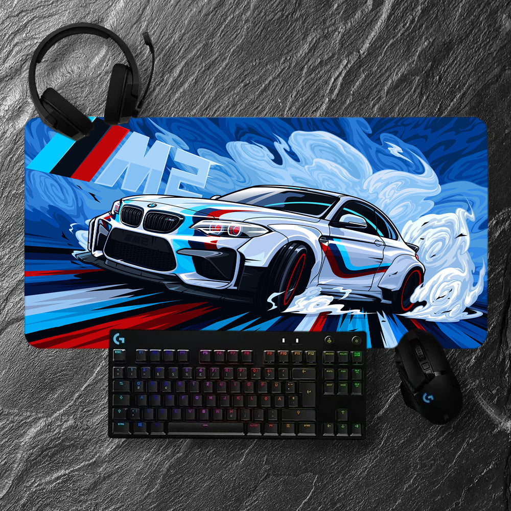 Racing car-themed gaming mouse pad