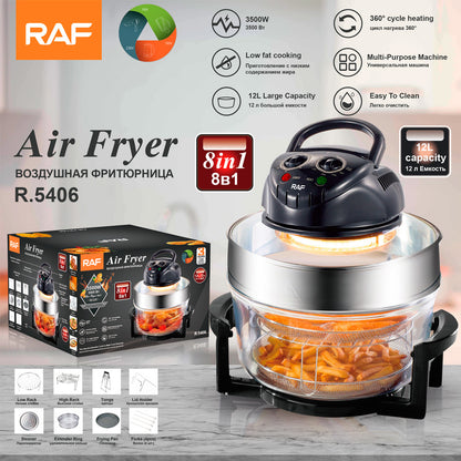 RAF European Standard Air Fryer 12L Multifunctional Glass Household
