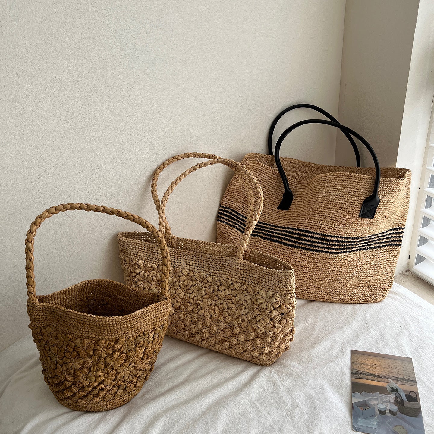 Raffia Hand-Woven Tote and Bucket Bag