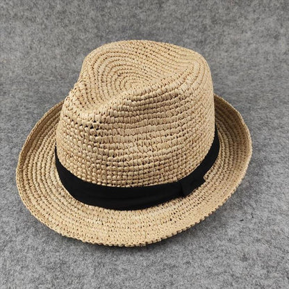 Raffia Straw Hat Wide Brim Jazz Hat Unisex Casual Sun Hat