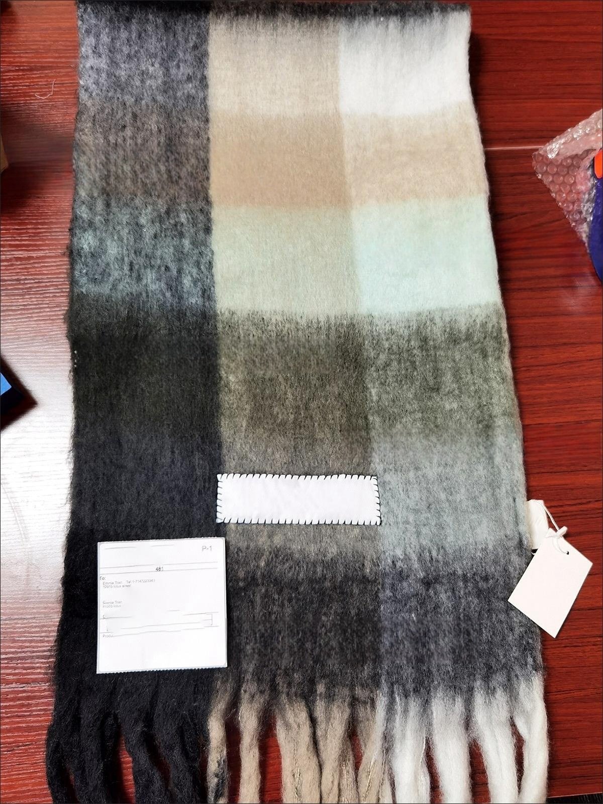 Rainbow-Check Cashmere Warm Scarf