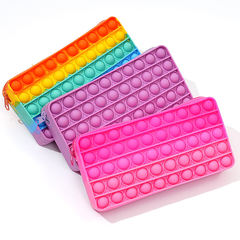 Rainbow-colored silicone pen bag