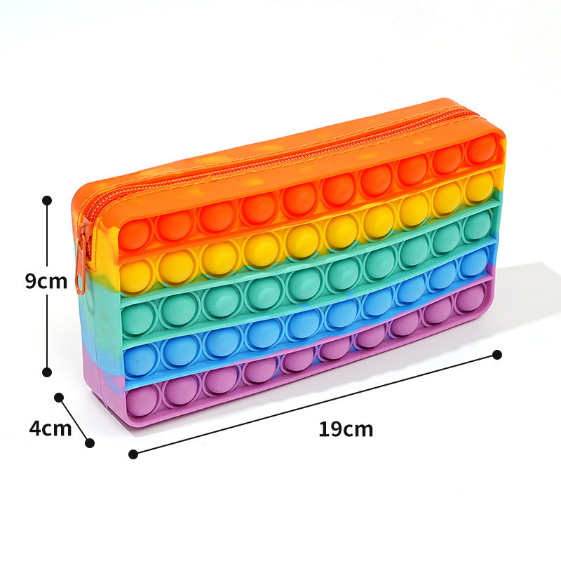 Rainbow-colored silicone pen bag