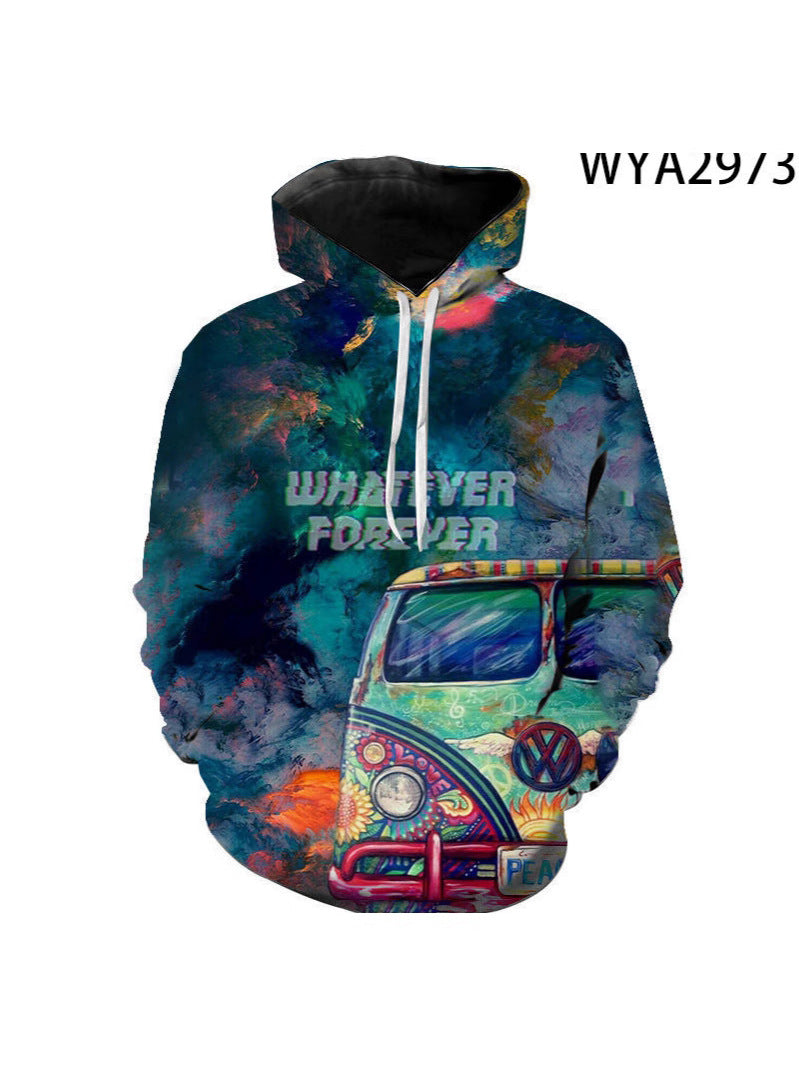Rainbow Graffiti Print Hooded Sweatshirt