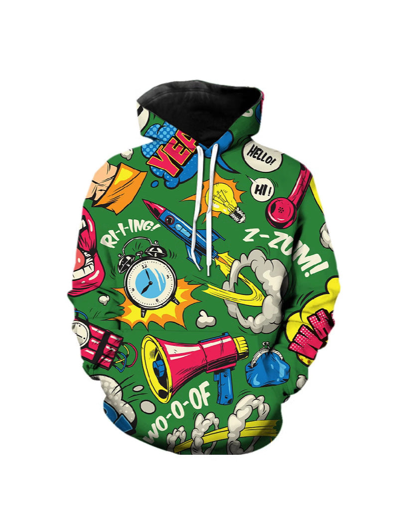 Rainbow Graffiti Print Hooded Sweatshirt