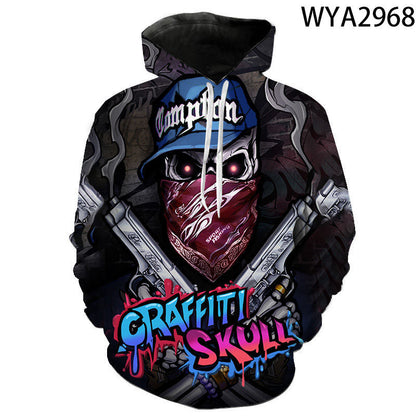 Rainbow Graffiti Print Hooded Sweatshirt