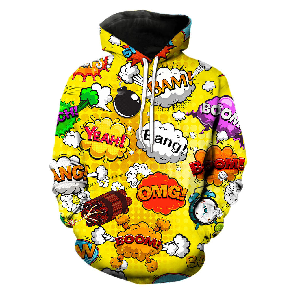 Rainbow Graffiti Print Hooded Sweatshirt