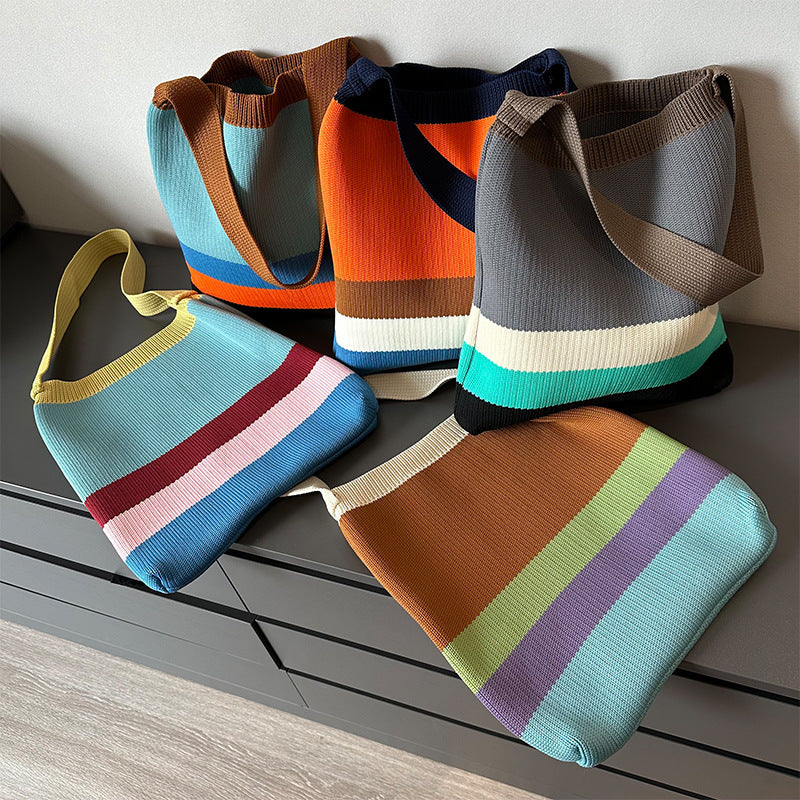 Rainbow Knitted Tote Bag