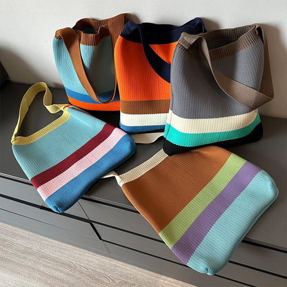 Rainbow Knitted Tote Bag