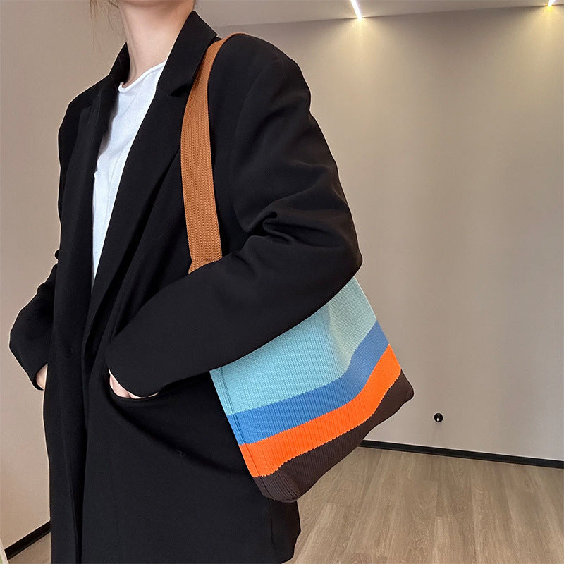 Rainbow Knitted Tote Bag