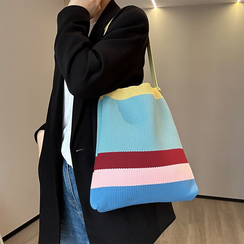 Rainbow Knitted Tote Bag