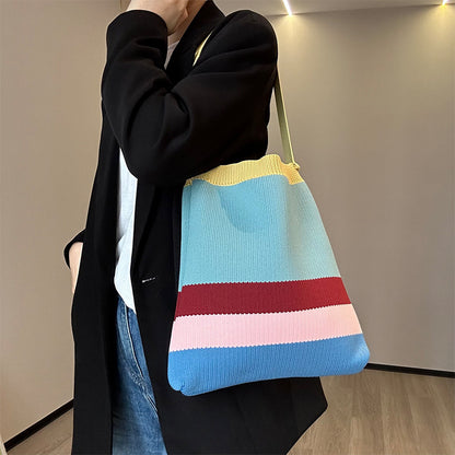 Rainbow Knitted Tote Bag