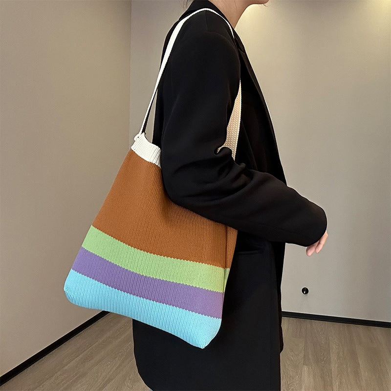 Rainbow Knitted Tote Bag