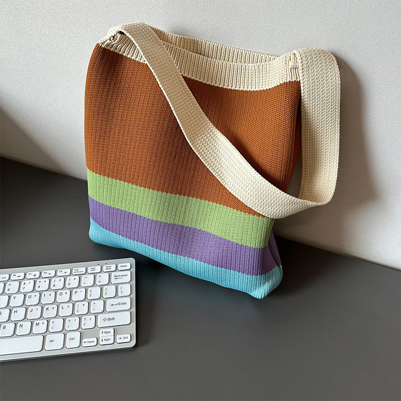 Rainbow Knitted Tote Bag