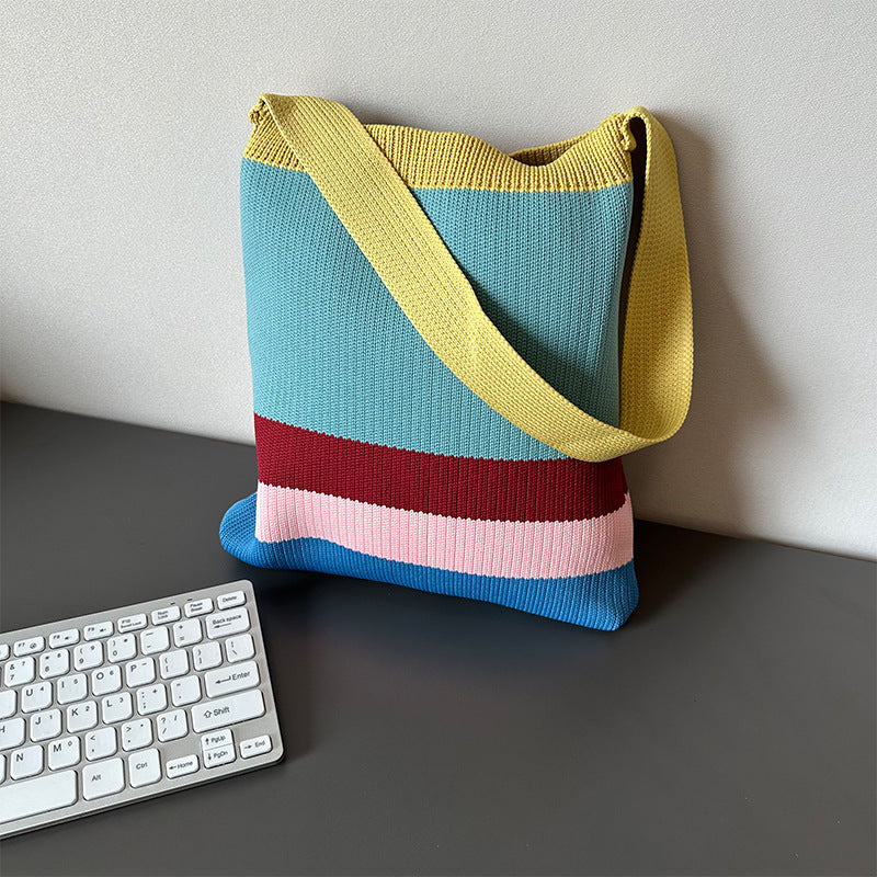 Rainbow Knitted Tote Bag