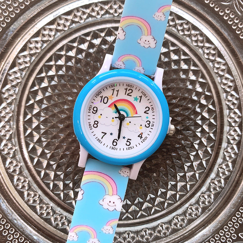 Rainbow-printed silicone strap children's watch