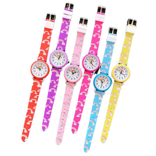 Rainbow-printed silicone strap children's watch