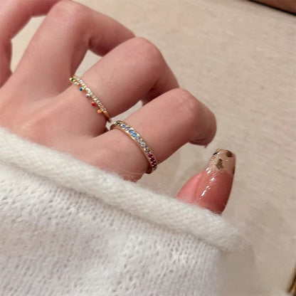 Rainbow Sparkling Diamond Adjustable Ring