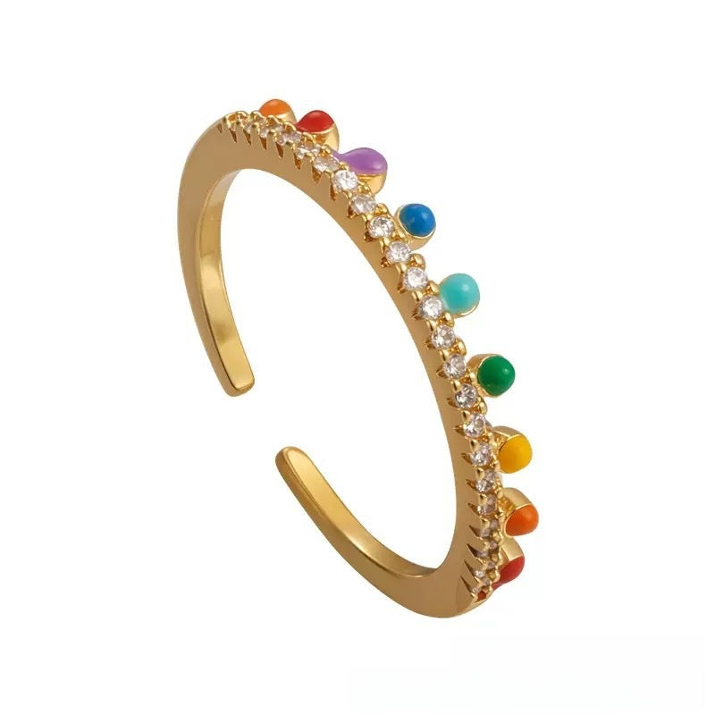 Rainbow Sparkling Diamond Adjustable Ring