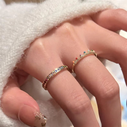 Rainbow Sparkling Diamond Adjustable Ring