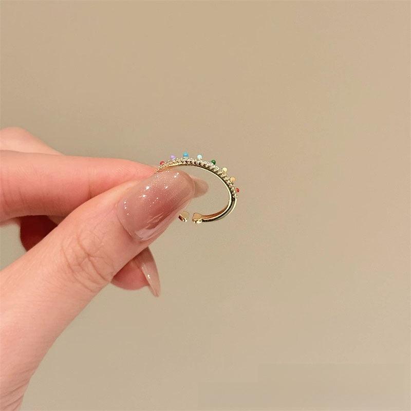 Rainbow Sparkling Diamond Adjustable Ring