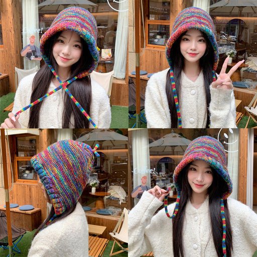 Rainbow Stripe Knitted Winter Hat