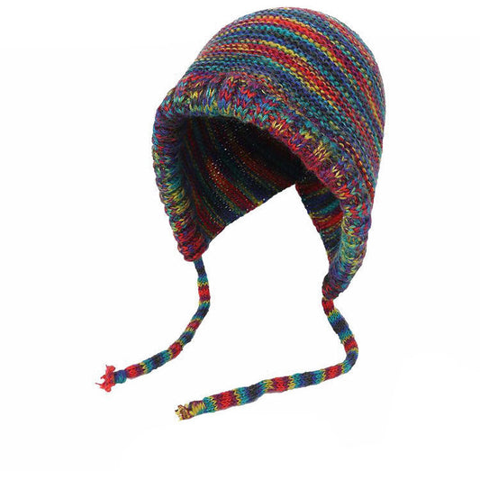Rainbow Stripe Knitted Winter Hat
