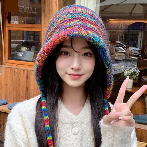 Rainbow Stripe Knitted Winter Hat