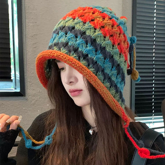 Rainbow Stripe Knitted Winter Hat
