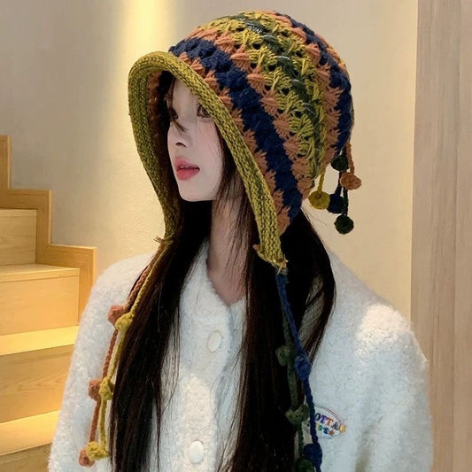 Rainbow Stripe Knitted Winter Hat