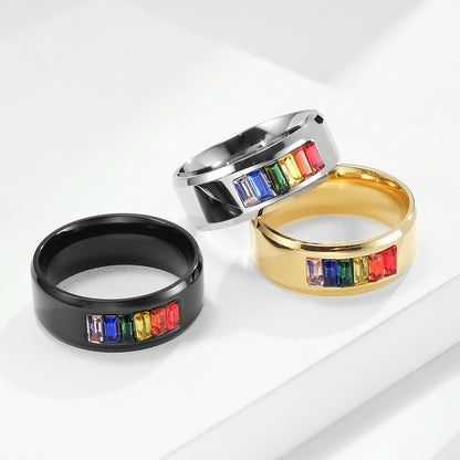 Rainbow Titanium Steel Unisex Rings